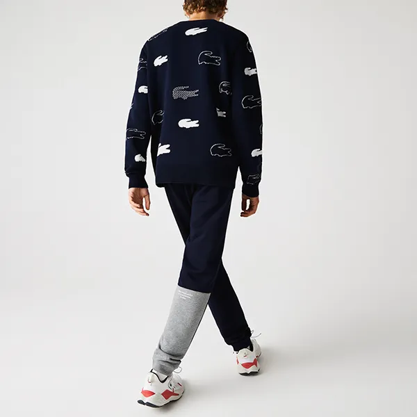 Quần Nỉ Nam Lacoste Men's Heritage Destructured Branding Cotton Fleece Joggers XH5781-166 Màu Xanh Navy Size 3