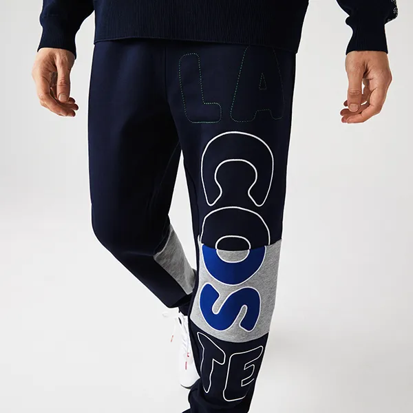 Quần Nỉ Nam Lacoste Men's Heritage Branded Cotton Fleece Sweatpants XH5781-166 Màu Xanh Blue Size 4