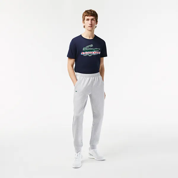 Quần Nỉ Nam Lacoste Men's Mesh Panels Sweatpants XH9559-9YA Màu Xám Size 3