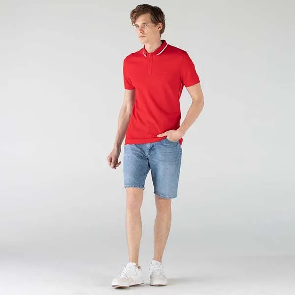 Quần Short Nam Lacoste Bermudas Slim Fit Jeans Cotton FH9722-MK9 Màu Xanh Denim Size 34