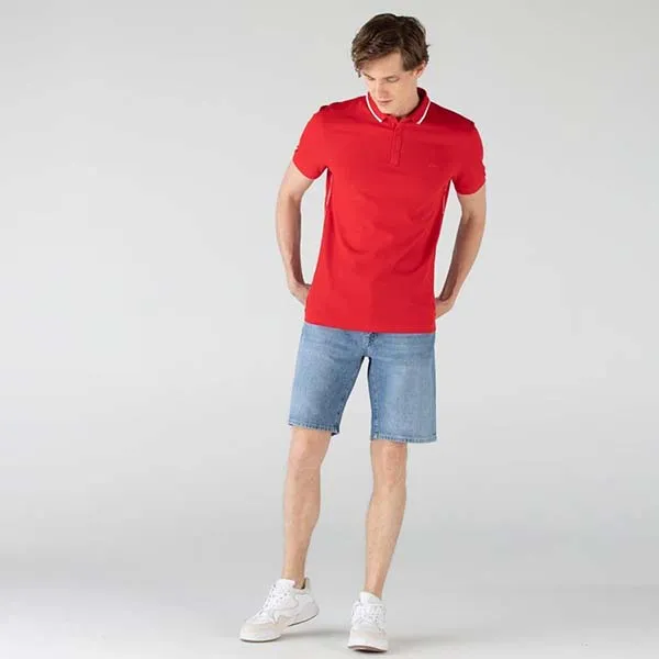 Quần Short Nam Lacoste Bermudas Slim Fit Jeans Cotton FH9722-MK9 Màu Xanh Denim Size 34