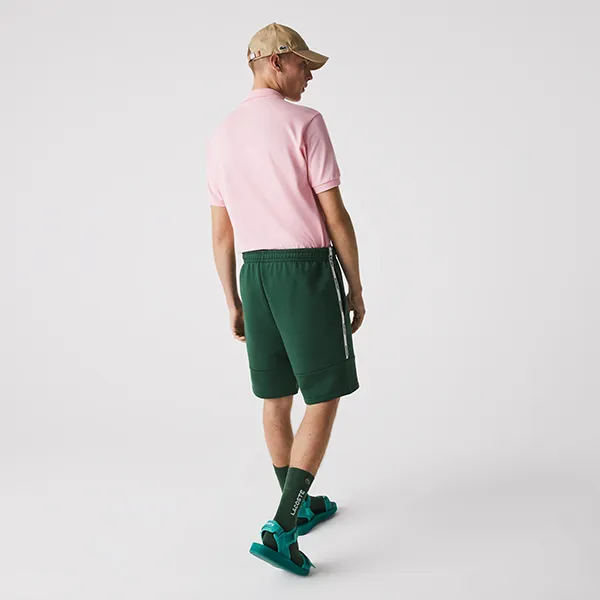 Quần Short Nam Lacoste Men's Branded Bands Cotton Fleece Blend Shorts GH1201 - 132 Màu Xanh Green Size 3