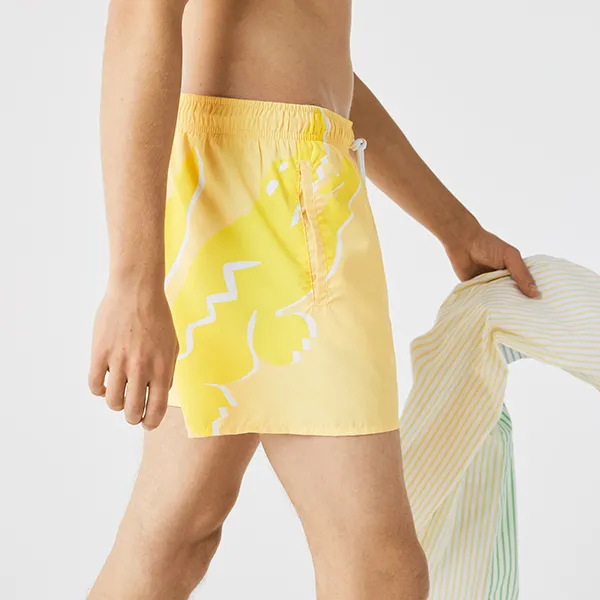 Quần Short Nam Lacoste Men's Crocodile Mesh-Lined Swimming Trunks MH2732-6XP Màu Vàng Size S