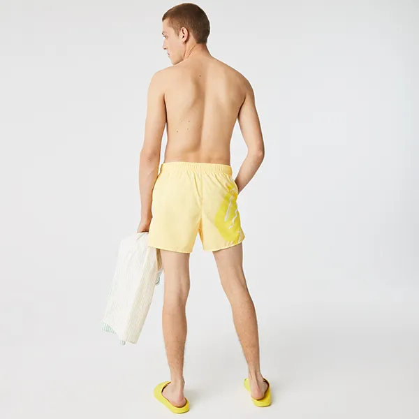 Quần Short Nam Lacoste Men's Crocodile Mesh-Lined Swimming Trunks MH2732-6XP Màu Vàng Size S