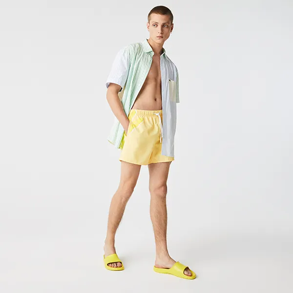 Quần Short Nam Lacoste Men's Crocodile Mesh-Lined Swimming Trunks MH2732-6XP Màu Vàng Size S