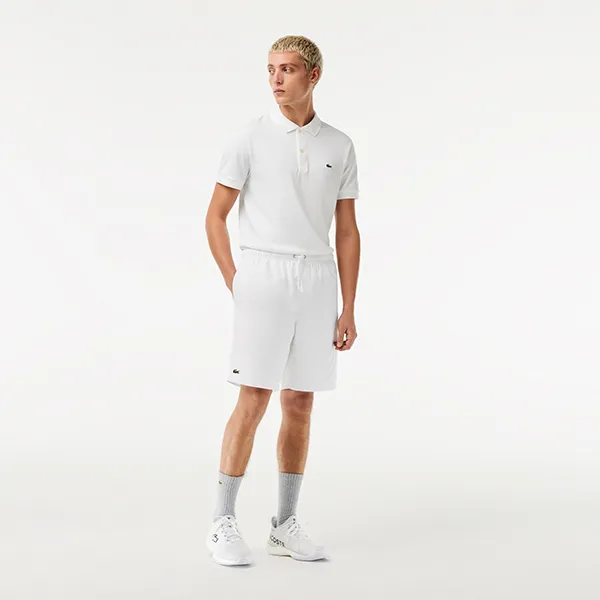 Quần Short Nam Lacoste Men's SPORT Tennis Solid Diamond Weave Shorts GH353T-001 Màu Trắng Size 3