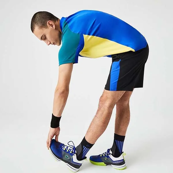Quần Short Nam Lacoste Sport Regular Fit Seamless Tennis Black Blue GH9420-985 Màu Đen Xanh Size 2