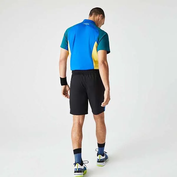 Quần Short Nam Lacoste Sport Regular Fit Seamless Tennis Black Blue GH9420-985 Màu Đen Xanh Size 2