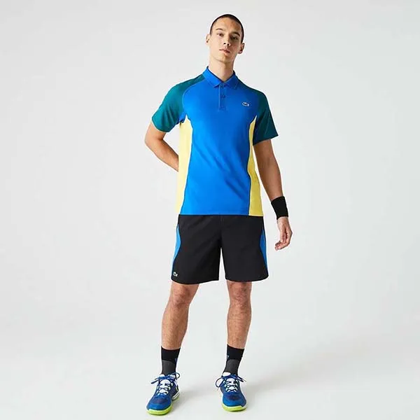 Quần Short Nam Lacoste Sport Regular Fit Seamless Tennis Black Blue GH9420-985 Màu Đen Xanh Size 2