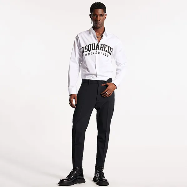 Quần Tây Nam Dsquared2 Skinny Techno Pants S74KB0705S40320900 Màu Đen Size 48