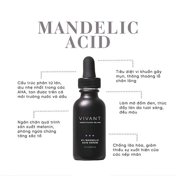 Serum Hỗ Trợ Giảm Mụn Và Thâm Nám Trên Da Vivant Skincare 8% Mandelic Acid 29.6ml