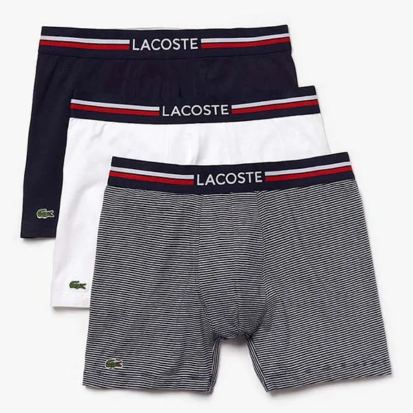Set 3 Quần Lót Nam Lacoste Underwear Iconic Stretch Briefs Navy Blue And White 6H3377 525 Size S - Thời trang - Vua Hàng Hiệu
