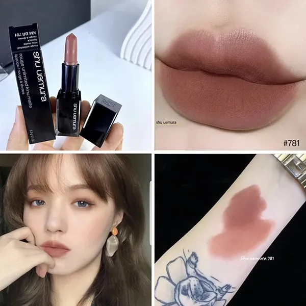 Son Shu Uemura Rouge Unlimited Kinu Matte Lipstick KM BR 781 Màu Đỏ Nâu Đất - Son Môi - Vua Hàng Hiệu