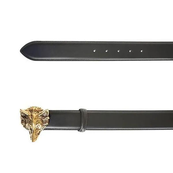 Thắt Lưng Nam Gucci GG Men's Leather Belt With Wolf 430250 Buckle In Black Màu Đen Size 85 - Thắt lưng - Vua Hàng Hiệu
