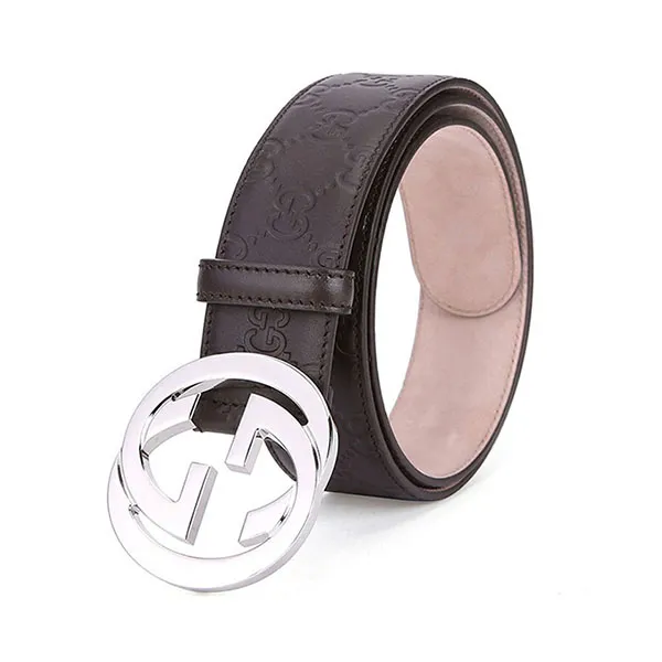 Thắt Lưng Nam Gucci Signature Series Cowhide Double G Embossed Plate Buckle Belt 411924-CWC1N-2140-S105 Màu Nâu Size 95