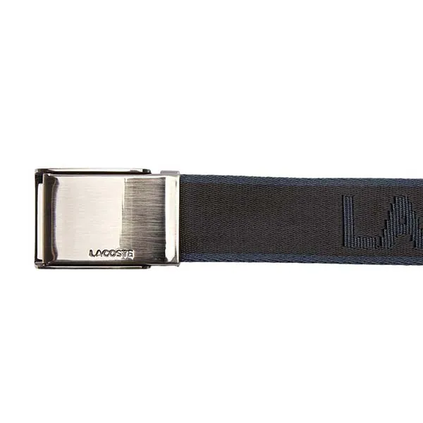 Thắt Lưng Nam Lacoste Men’s Engraved Plate Buckle Lettered Woven Belt RC4036 - H97 Màu Đen Size 110