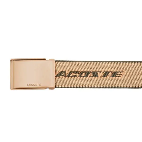 Thắt Lưng Nam Lacoste Men's Lacoste Contrast Branded Canvas Belt RC4053 - L11 Màu Nâu Size 110