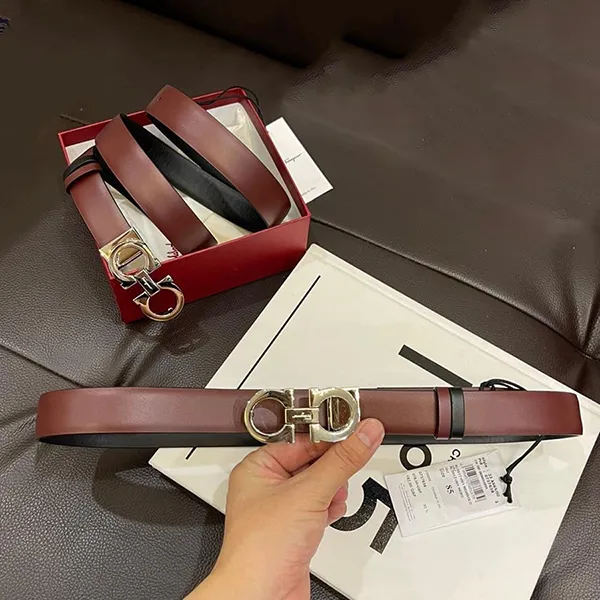 Thắt Lưng Nữ Salvatore Ferragamo Brown Black Reversible Belt Hai Mặt Màu Nâu Đen Bản 2.5cm - Thắt lưng - Vua Hàng Hiệu