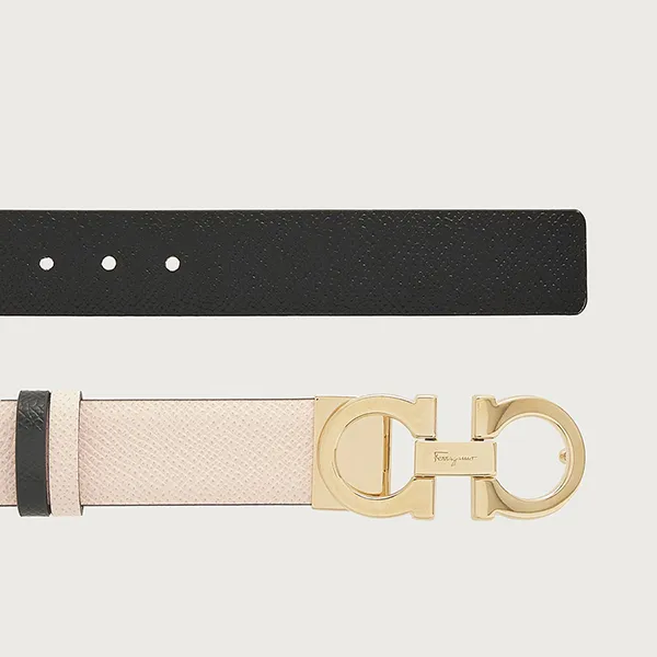 Thắt Lưng Nữ Salvatore Ferragamo Pink Lemonade/Black Reversible Belt Hai Mặt Màu Đen Hồng Bản 2.5cm - Thắt lưng - Vua Hàng Hiệu