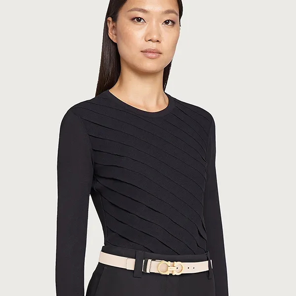 Thắt Lưng Nữ Salvatore Ferragamo Pink Lemonade/Black Reversible Belt Hai Mặt Màu Đen Hồng Bản 2.5cm - Thắt lưng - Vua Hàng Hiệu