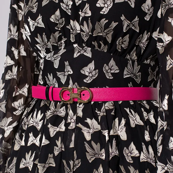 Thắt Lưng Nữ Salvatore Ferragamo Pink Reversible Belt Hai Mặt Màu Hồng Đen Bản 2.5cm - Thắt lưng - Vua Hàng Hiệu