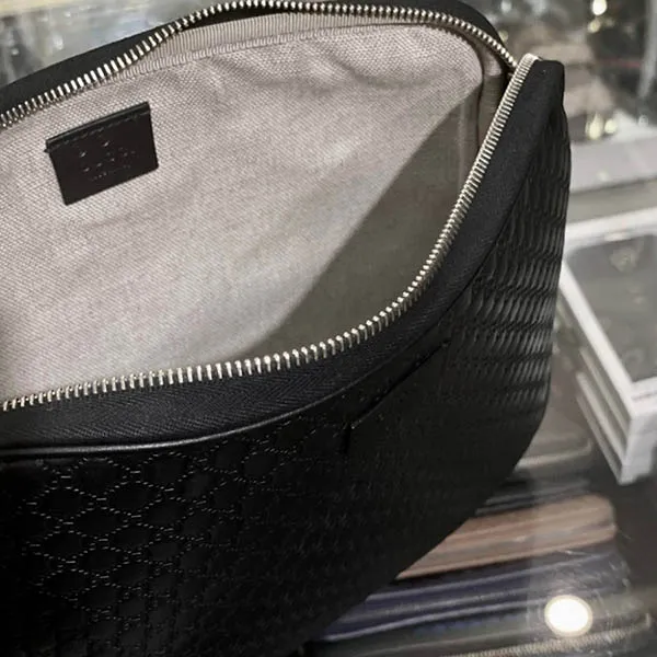 Túi Cầm Tay Nam Gucci Signature Soft Pouch Clutch Màu Đen