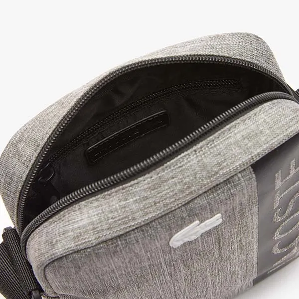 Túi Đeo Chéo Nam Lacoste Men's Neocroc Branded Canvas Crossbody NH3886NZ Màu Xám