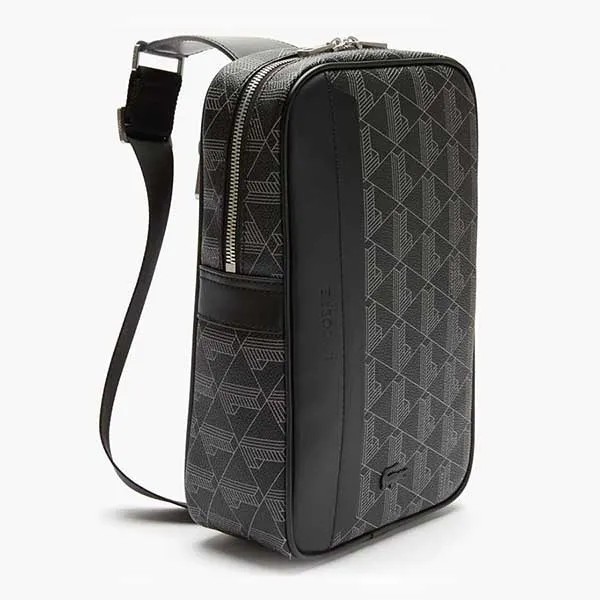 Túi Đeo Chéo Nam Lacoste Men's The Blend Monogram Motif Coated Canvas Bag NH3789 - H45 Màu Đen - Túi xách - Vua Hàng Hiệu