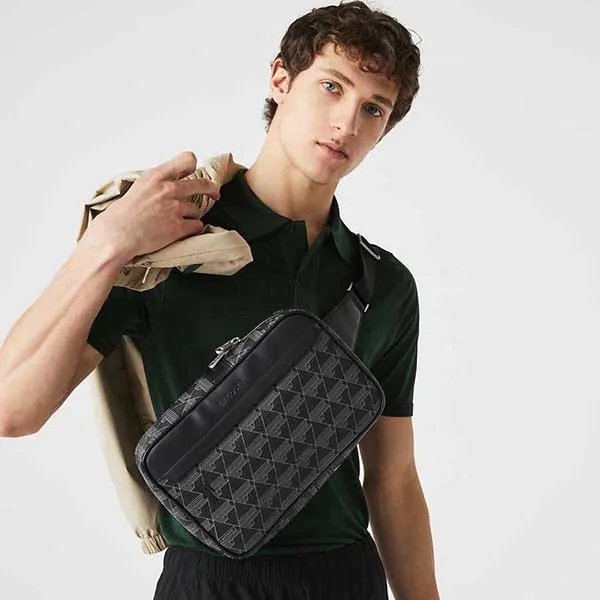 Túi Đeo Chéo Nam Lacoste Men's The Blend Monogram Motif Coated Canvas Bag NH3789 - H45 Màu Đen - Túi xách - Vua Hàng Hiệu