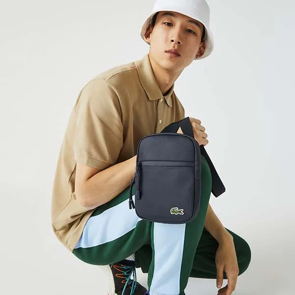 Túi Đeo Chéo Nam Lacoste Small Flat Cross Bag In Coated Canvas NH3307 - B88 Màu Xanh Navy - Túi xách - Vua Hàng Hiệu