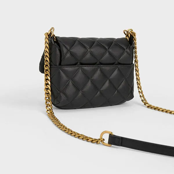 Túi Đeo Chéo Nữ Charles & Keith CNK Mini Swing Quilted Chain-Handle Bag 80271239 Màu Đen