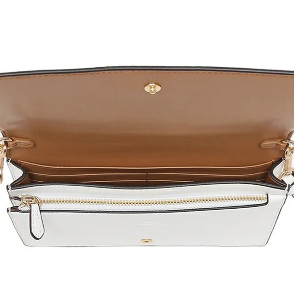 Túi Đeo Chéo Nữ Coach Anna Foldover Clutch Crossbody In Signature Canvas 3036 Màu Trắng