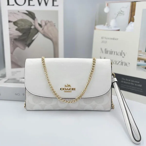Túi Đeo Chéo Nữ Coach Gemma Clutch Crossbody In Signature Canvas C1996 Màu Trắng