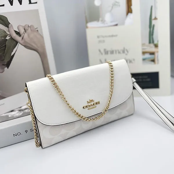 Túi Đeo Chéo Nữ Coach Gemma Clutch Crossbody In Signature Canvas C1996 Màu Trắng
