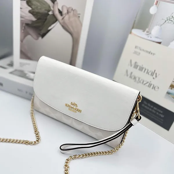 Túi Đeo Chéo Nữ Coach Gemma Clutch Crossbody In Signature Canvas C1996 Màu Trắng