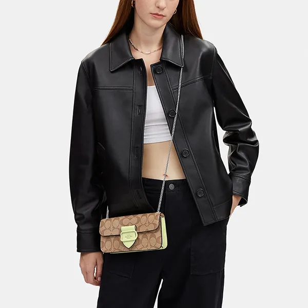 Túi Đeo Chéo Nữ Coach Morgan Crossbody In Signature Canvas CK438 Màu Nâu Khaki - Túi xách - Vua Hàng Hiệu