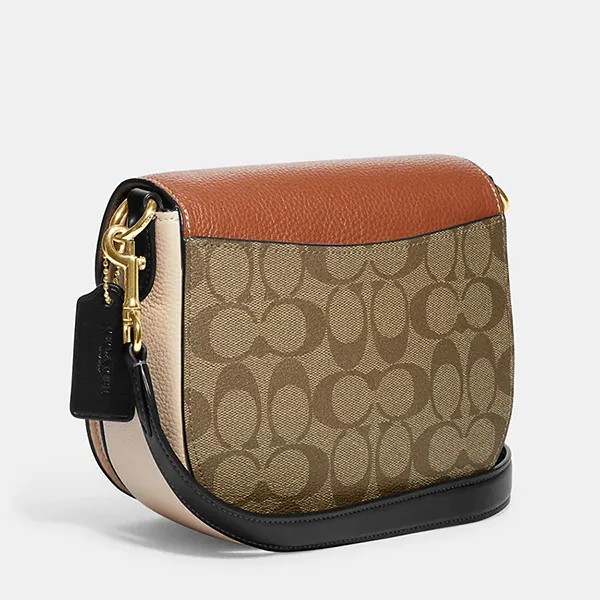 Túi Đeo Chéo Nữ Coach Morgan Saddle Bag In Colorblock Signature Canvas CE565 Màu Nâu Khaki