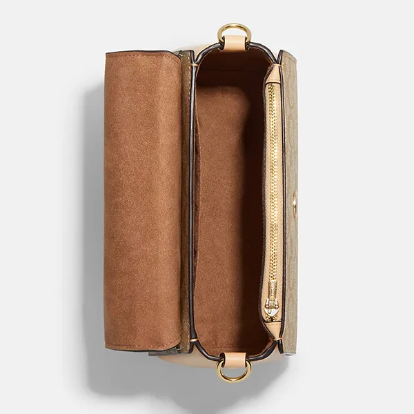 Túi Đeo Chéo Nữ Coach Morgan Top Handle Satchel In Blocked Signature Canvas CH314 Màu Khaki