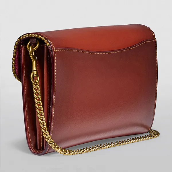 Túi Đeo Chéo Nữ Coach Tabby Signature Canvas With Beadchain Màu Đỏ Nâu