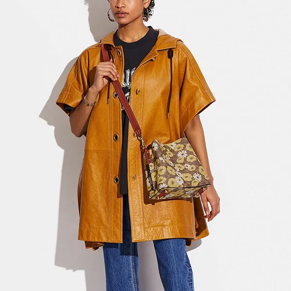 Túi Đeo Chéo Nữ Coach Willow Bucket Bag In Signature Canvas With Floral Print C9722 Màu Nâu Vàng
