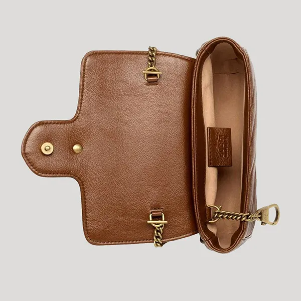 Túi Đeo Chéo Nữ Gucci GG Marmont Matelassé Super Mini 476433-0OLFT-2535 Màu Nâu
