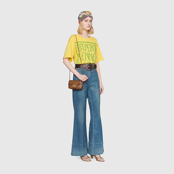 Túi Đeo Chéo Nữ Gucci GG Marmont Matelassé Super Mini 476433-0OLFT-2535 Màu Nâu