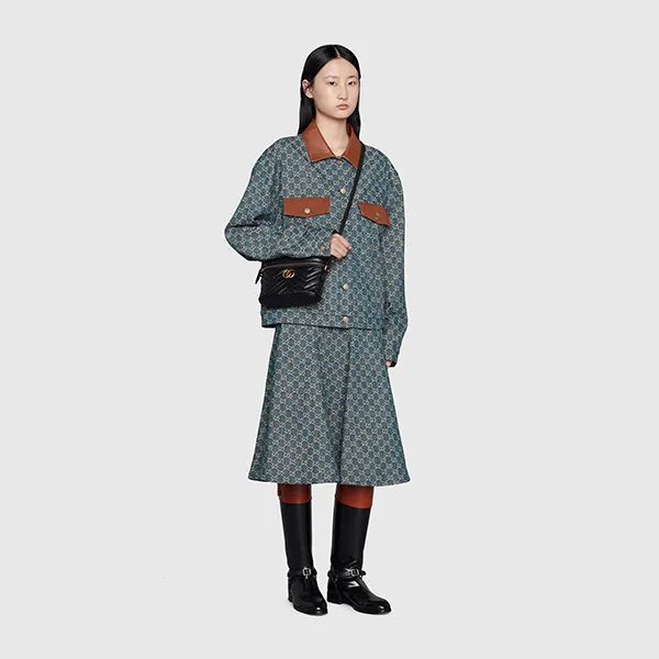 Túi Đeo Chéo Nữ Gucci GG Marmont Mini Bag 672253 DTDHT 1000 Màu Đen