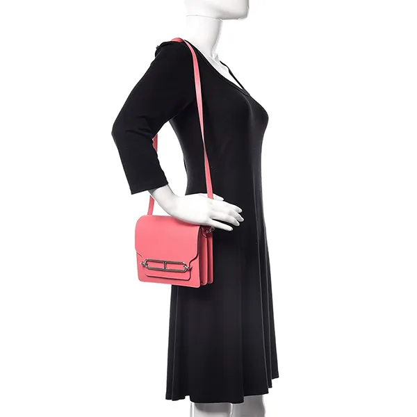 Túi Đeo Chéo Nữ Hermès Mini Roulis Bag Rose Azalee Pink Convertible Shoulder Crossbody Màu Hồng