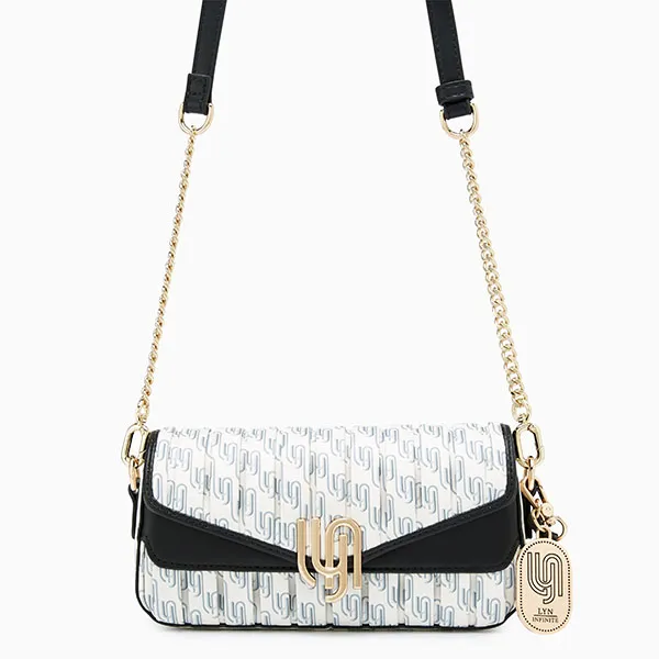 Túi Đeo Chéo Nữ Lyn Infinite Melle S Shoulder Bags LL23MBF269 White Màu Trắng Đen