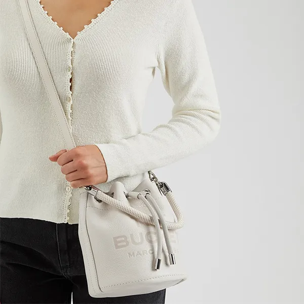 Túi Đeo Chéo Nữ Marc Jacobs Women's White The Leather Bucket Bag Màu Trắng - Túi xách - Vua Hàng Hiệu