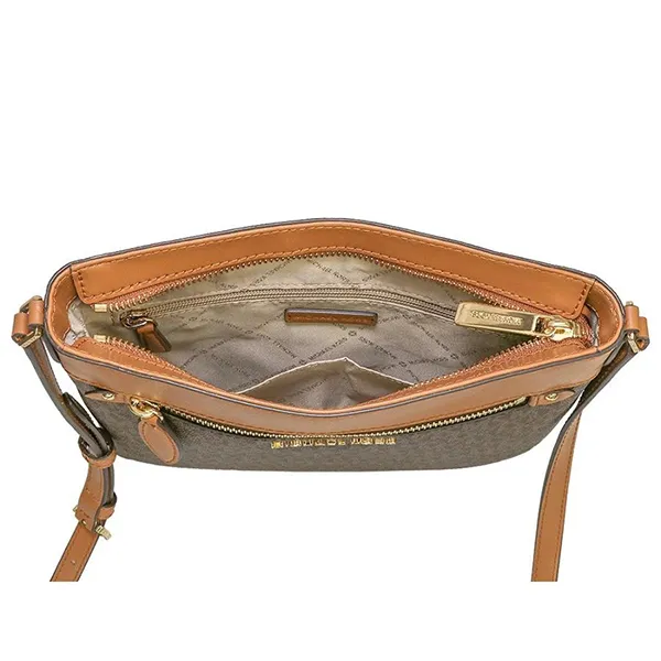 Túi Đeo Chéo Nữ Michael Kors MK Logo Crossbody 35S9GI7C7B Bag Màu Nâu
