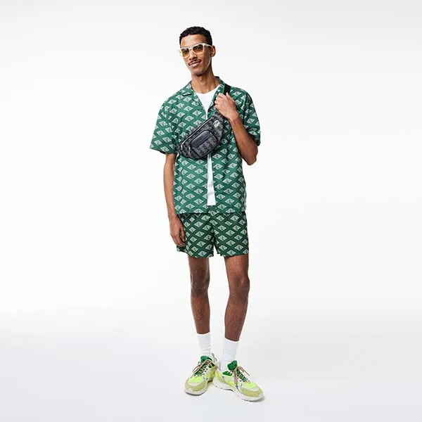 Túi Đeo Hông Nam Lacoste Men’s The Blend Monogram Print Belt Bag NH4295 - L83 Màu Đen