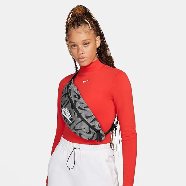 Túi Đeo Hông Nike Heritage WaistPack DQ5605-010 Màu Đen Ghi - Túi xách - Vua Hàng Hiệu