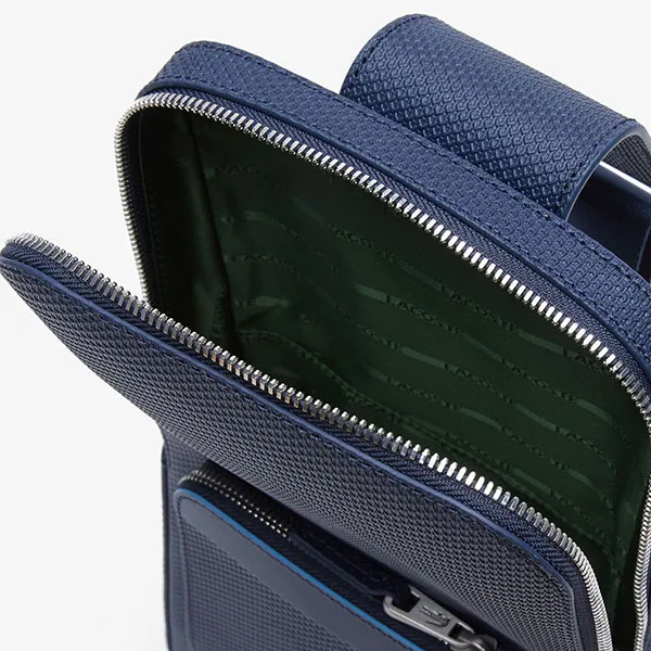 Túi Đeo Vai Nam Lacoste Men's Chantaco Snug Leather Bag NH3633CE-166 Màu Xanh Đậm